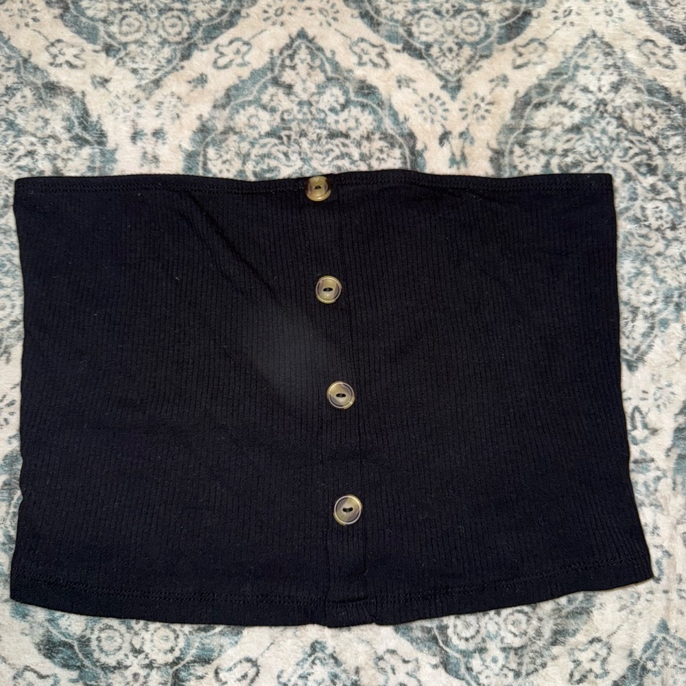 Ambiance Black Button-Up Crop Top